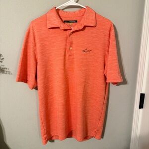 Orange/Coral Greg Norman Polo Shirt M Short Sleeve Collared Breathable Golf